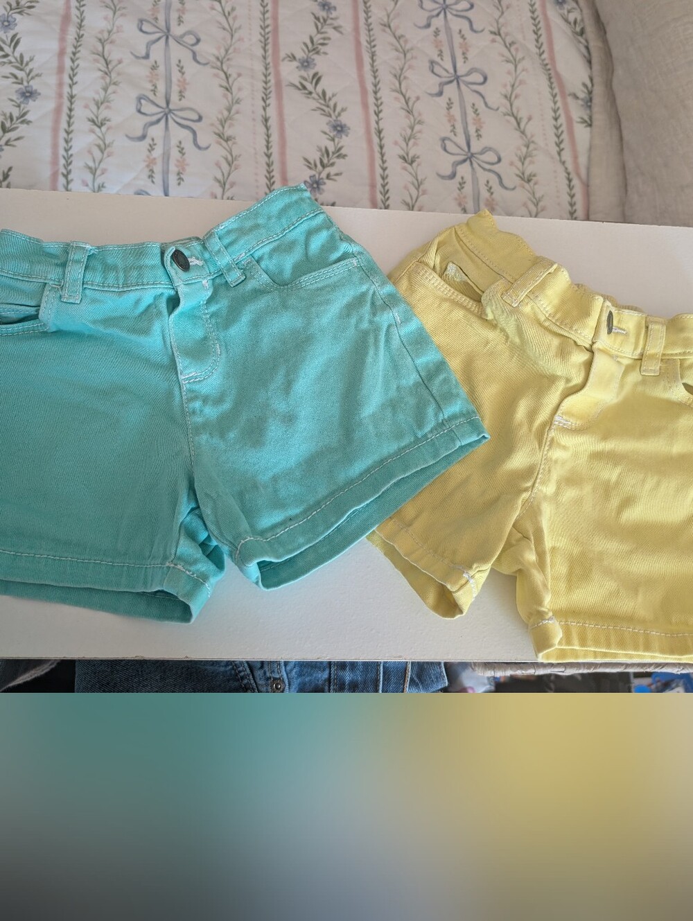 Carter's Teal and Yellow Girls' Cotton Shorts Duo